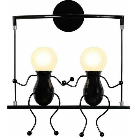 Moderne Applique Murale Simple Poupée De Mode Balançoire Enfants Lampe Mur 2 Gens Fer Enfant Salon Chambre Créative - Noir (1/4)