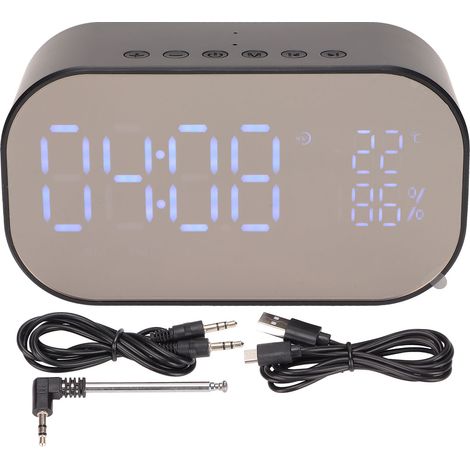 Réveil Bluetooth Enceinte Intelligente avec Horloge et 3 Niveaux de Luminosité Réglables Noir (1/5)