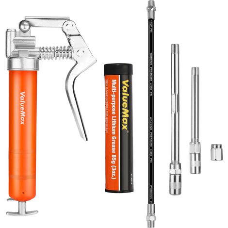 Pistolet à graisse professionnel 3000 PSI – Tuyau flexible 300 mm – Acier chromé – Design anti-fuite pour espaces confinés
