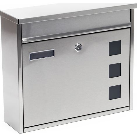 Wiltec Cassetta postale singola V12 in acciaio inox con finestrelle e vetrino portanome (1/5)