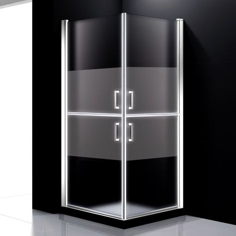 Porte de douche avec demi-porte pivotante sablée - 90 cm (1/4)