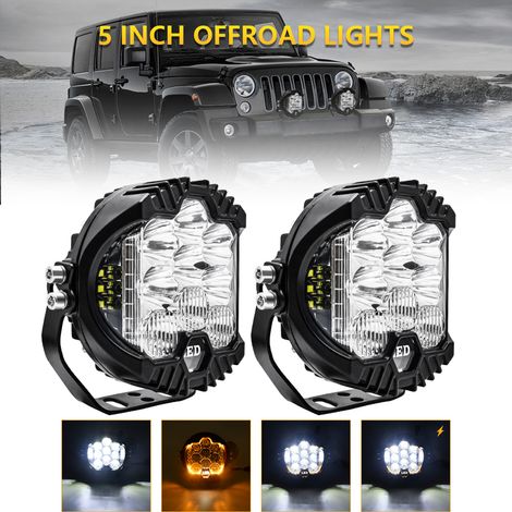 2 Stück 5-Zoll-LED-Arbeitsscheinwerfer mit Spot-, Flut- und Nebelscheinwerfer-Kombination für Offroad-Fahrten. (1/5)