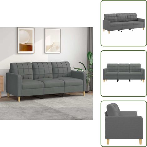 3-Sitzer-Sofa Dunkelgrau 180 cm Stoff - 3-Sitzer-Sofa - Wohnlandschaft - Grau Sofa - Couchtisch - Gemütliches Sofa (1/5)