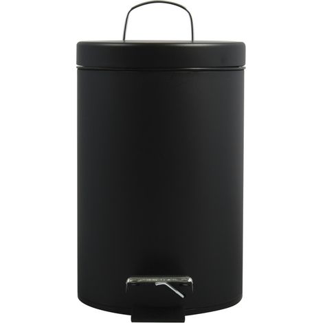 MSV Poubelle à pédale Acier 3L Noir Mat (1/5)