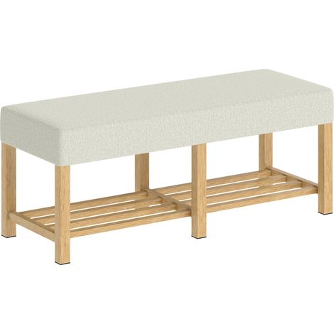 Banc à chaussures d'entrée 120 x 44 x 48 cm rangement organisé assise rembourrée scandinave minimaliste en bois naturel (1/5)