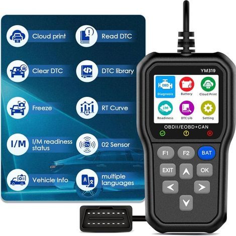 OBD-II Lecteur de Code, OBD2 Valise Diagnostic Auto, OBD2 Diagnostic, Scanner OBD2, OBD Diagnostique, Lire et Effacer Les Codes D’Erreur du Moteur, 13 Langues, HD IPS Écran (1/5)