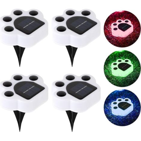 Solar bear paw light, white, 12.3 cm long, set of 4 outdoor LEDs, ideal for garden paths (1/5)