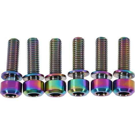 Vis de potence de vélo en titane M5 x 18 mm avec entretoise, lot de 6 (arc-en-ciel) (1/5)