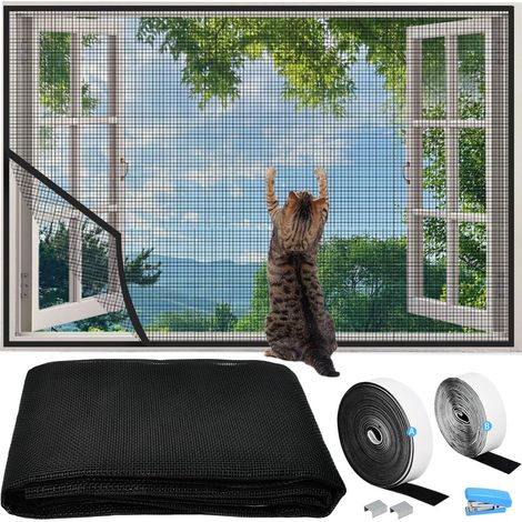 Moustiquaire Fenêtre Chat 100cmx130cm Écran de fenêtre auto-adhésif Découpable pour chat Filet Chat Balcon Filet de Protection Moustiquaire avec Rubans Adhésifs pour Chat Barrière Chat Balcon (1/5)
