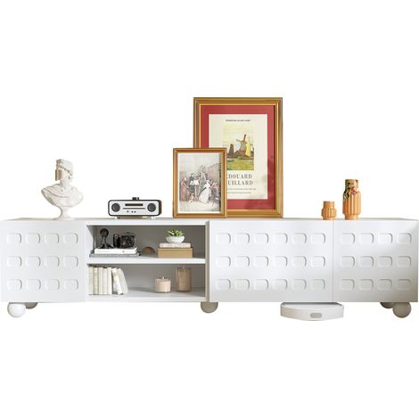 CHICFURN Mobile TV 200 x 40 x 44 cm bianco in truciolare, 3 ante, per TV da 80 pollici (1/5)