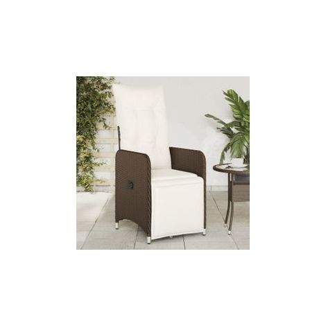 Chaises inclinables de jardin lot de 2 et coussins marron rotin (1/5)