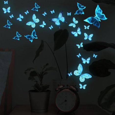 Lot de 2 stickers muraux phosphorescents étoiles et papillons décoration pour chambre d'enfant et bébé idée cadeau (1/5)