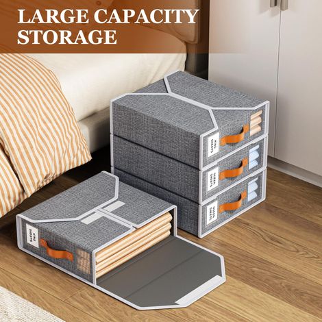 Faltbare Aufbewahrungsbox mit Ledergriff Für Bettwäsche Kleidung und Schals Schrank Organizer (1/5)