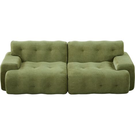 Übergroßes 2-Sitzer-Sofa aus grünem Chenille, modernes Design mit breiten Armlehnen (1/5)
