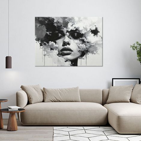 Wandbild Frau in Schwarz-Weiß 60x40 (1/4)
