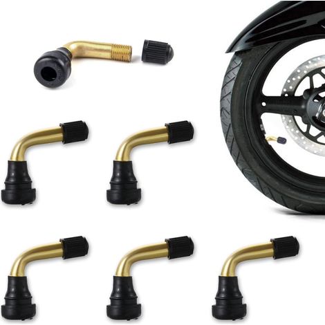 Sollbry Lot de 6 valves tubeless pour moto - Angle de 90 ° - Valve de pneu PVR70 - En laiton - Pour motos, voitures, vélos, véhicules électriques (1/5)