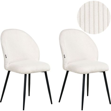 Set di 2 sedie da pranzo in velluto a coste Seduta imbottita Gambe in ferro bianco scuro Eloy (1/5)