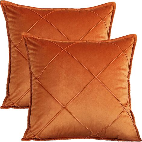 2 Housses de coussin carrées motif losange, tissu texturé doux, pour canapé salon chambre (1/5)