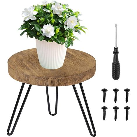Support pour plantes en bois, tabouret pour plantes d'intérieur avec 3 pieds, charge élevée pour différentes tailles de pots (25 x 17 cm) Tabouret pour fleurs, maison, jardin, décoration (1/5)