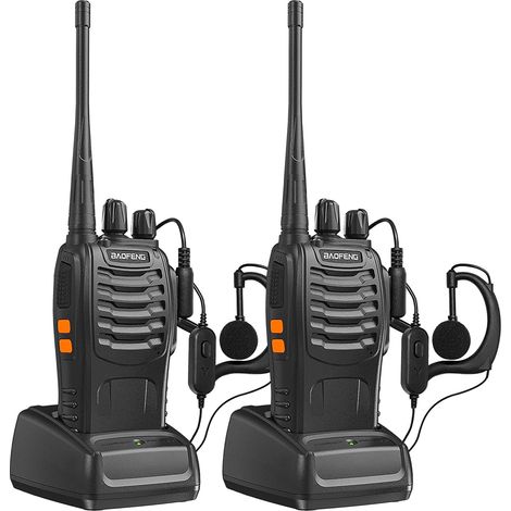 Walkie-talkies BF-88E de 2800 mAh con larga duración de batería, estándar europeo, color negro (paquete de 2)