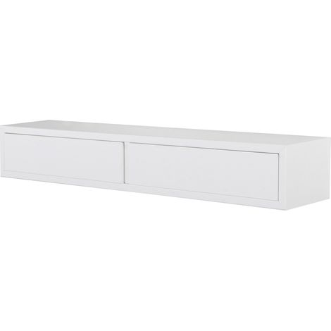 Mensola da Parete con 2 Cassetti 88,2x13,4x20 cm in Fibra di Legno Domino Bianco (1/5)