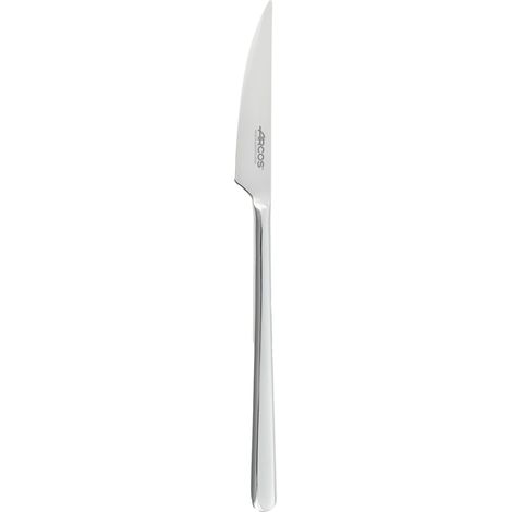 Cuchillo Chuletero Arcos Serie Milano. Cuchillo Monoblock de una pieza en de Acero Inoxidable - Cuchillo Con Hoja Serrada de 100 mm - Apto para Lavavajillas. Color Plata (Silver).