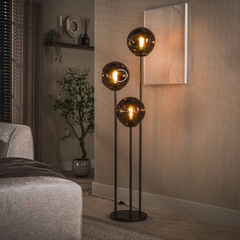 Stehlampe Ada 3-Licht-Stufenleuchte aus braunem Glas