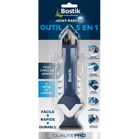 Bostik – Couteau à enduire 5 en 1 pour joints silicone et acrylique – Application et finition professionnelle – Plastique résistant – Ergonomique (1/3)