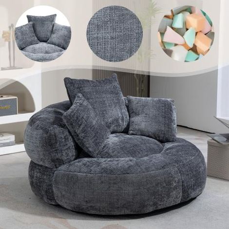 Pouf fauteuil inclinable durable confortable dossier haut trois coussins (1/5)
