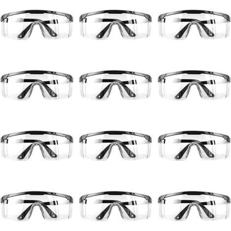 Pr 12pcs Lunette protection,Lunette de protection travail,Lunettes de Protection de Vision Intégrale,Lunettes de protection anti-buée avec protection UV Pour adultes (homme et femme) Transparent (1/4)
