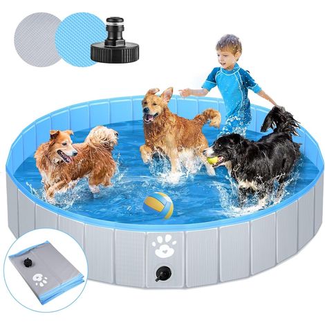 1 Piscine Pour Chien Pliable, Diamètre 160 Cm, Épaisseur 5 Mm, Fond Antidérapant, Pour Animaux Et Enfants