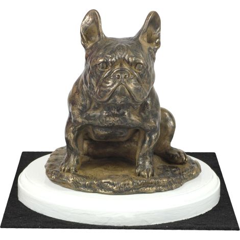Bouledogue français II - statuette de chien, figurine sur socle blanc, trophée pour exposition canine par Art-Dog (1/5)