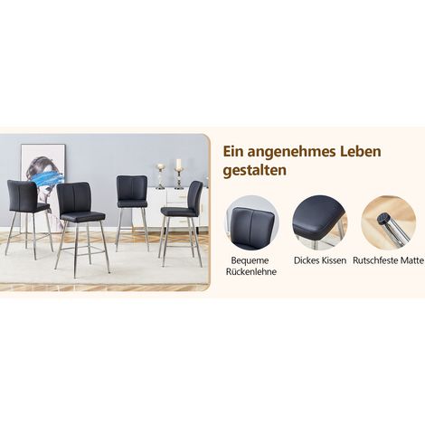 Silla de comedor, ergonomica, 44 x 44 x 101 cm, negro y plata (1/5)