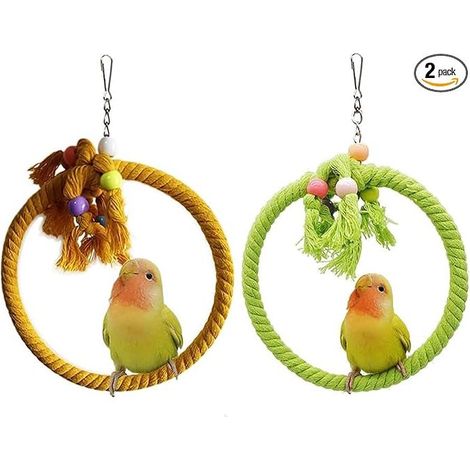 Anneau de Corde de Coton pour Oiseaux, Balançoire pour Oiseaux, Anneau de Corde de Coton de Balançoire D’Oiseau, pour Perruche, Calopsitte, Canari, Perruche (1/5)