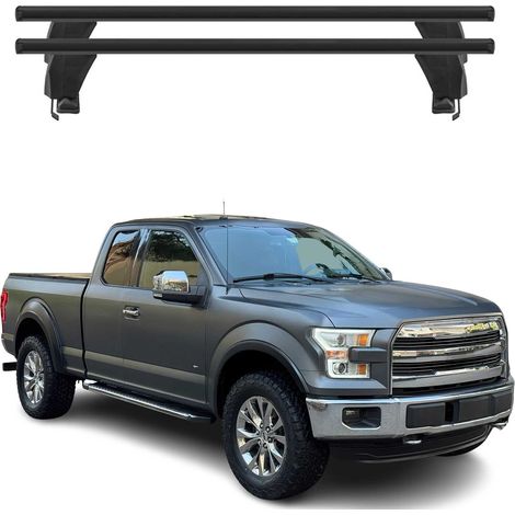 OMAC Barres de toit transversales en aluminium pour Ford F-150 2015-2026 – Antivol – Rainure en T – Testées City Crash – Charge Max 50 kg Noir