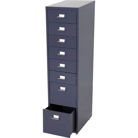Cassettiera ufficio ufficio 110x28x41 cm 8 cassetti in acciaio grigio scuro 040008257