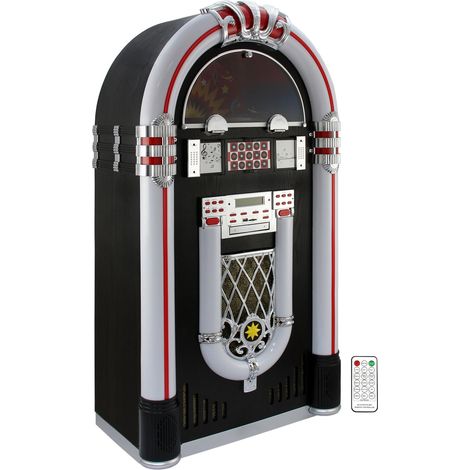 MonsterShop - Jukebox Anni '50 con Vinile, CD, USB, Bluetooth, SD/MMC Memory Card, Radio FM e AUX 128cm x 64cm x 38cm