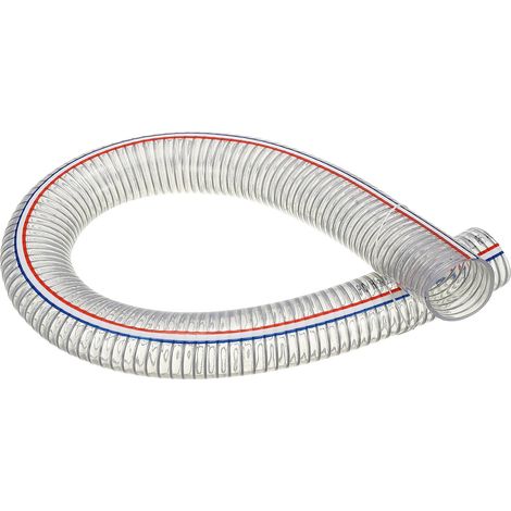 2-1/4" / 58mm ID Tuyau Renforcé Avec Fil 1 Mètre, Tuyau D'Aspiration En PVC Vinyle Résistant Aux Produits Chimiques Avec Spirale En Fil D'Acier, Transparent (1/5)