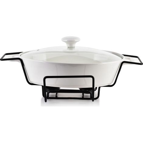 CUCINA MODERNA Ciotola con riscaldamento 1,6 l, 33,2 x 22 x 6,6 cm, liscia, bianco (1/3)