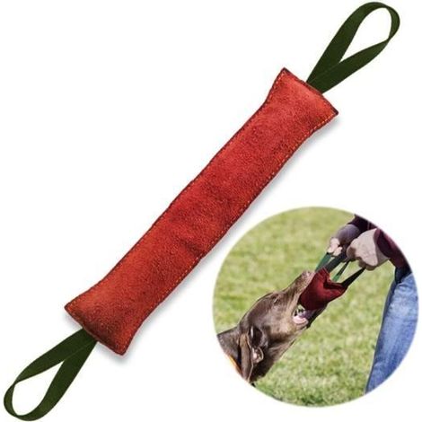Jouet pour Chien - Indestructible - Boudin Mordant - 40 cm - Cuir et Nylon - 2 Anses (1/4)