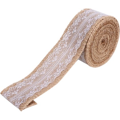 2 rouleaux de 5 m de magnifique ruban de dentelle en lin pour la maison, Noël, mariage et accessoires de bricolage - Type A (1/5)