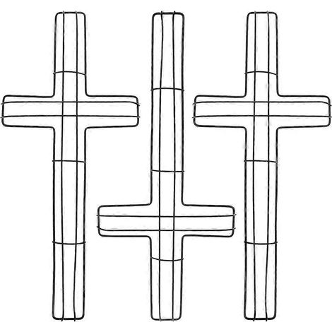 3 pièces Cadre de couronne en métal en forme de croix, compatible avec la décoration, anneau en fil de fer floral noir (1/5)