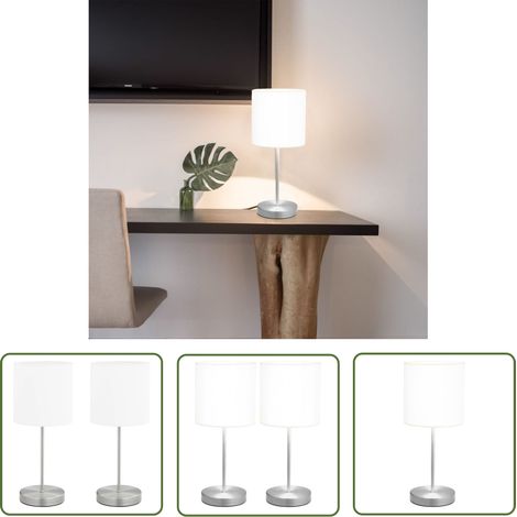 The Living Store Lampes de table 2 pcs Bouton tactile Blanc E14 - Lampe De Table - Lampadaire - Éclairage Intérieur - Luminaire Design - Lampe Blanche (1/5)