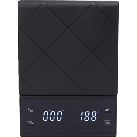 Balance à Café avec Minuterie, Balance Numérique Alimentaire De Type Tactile étanche 3 Kg/0,1 G avec écran LCD Rétroéclairé pour Cuisine Café Boulangerie Noir (1/5)
