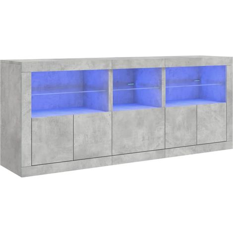Credenza credenza cassettiera armadio portaoggetti organizer cucina soggiorno soggiorno con luci a LED 162 x 37 x 67 cm Grigio 020029980
