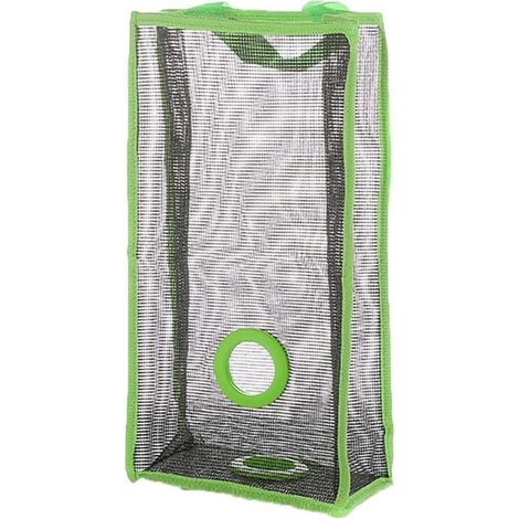 Soporte para bolsas de plástico，soporte de almacenamiento，malla transpirable，bolsa de red colgante，bolsa para verduras，residuos (verde L) (1/2)