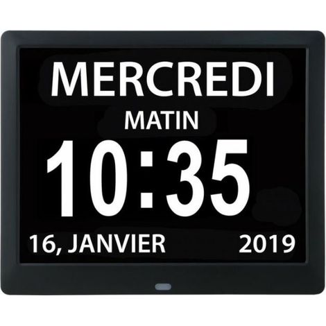 Horloge calendrier numérique One Piece 7 pouces avec date et heure, horloge Alzheimer pour parents, machine de rappel de médicaments pour grands-parents et enfants-noir-20414324mm MNS