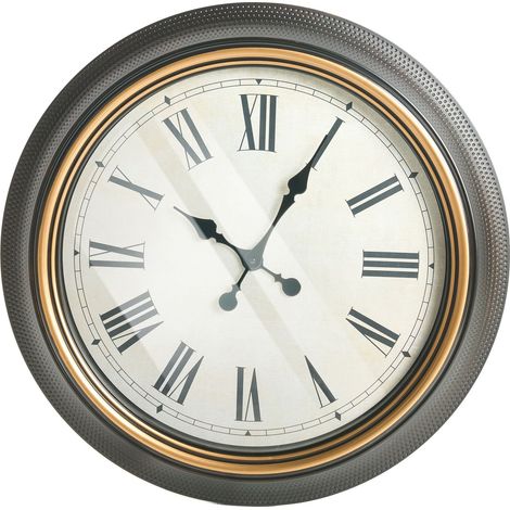 Wall Clock Black Synthetic Frame 63 cm Painted Finish Round Shape Classic Design Home Accessories Decor Living Room Bedroom VILLENA