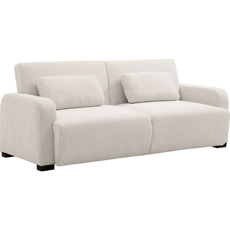 Divano 3 posti convertibile clic-clac in ciniglia beige LOMARIO (1/5)