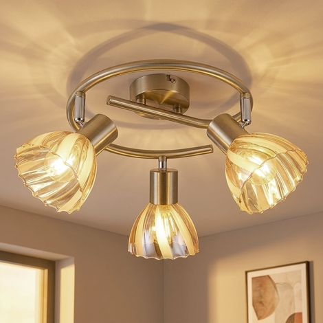 Lampada da soffitto, lampada da soggiorno, orientabile, ottone e metallo, D 46 cm (1/5)